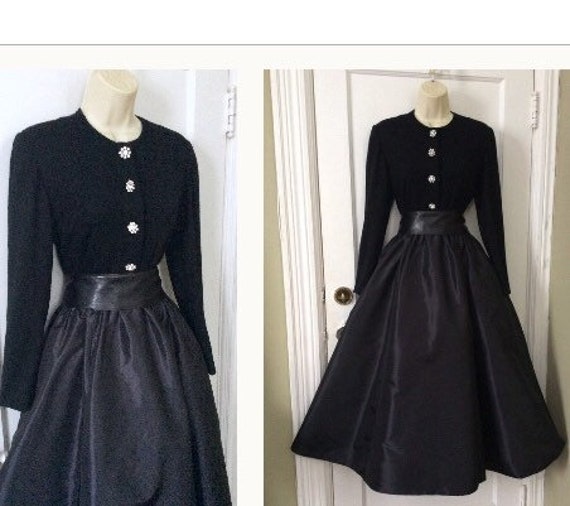 Vintage Silk Victor Costa Gown - Black Wool/Silk-T
