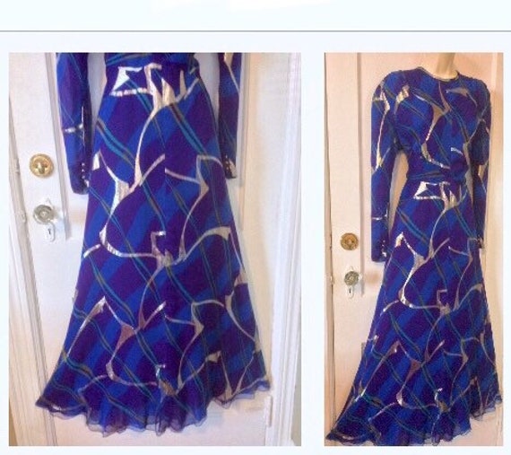 Pauline Trigere Vintage Dress - Purple/Blue/Gold A