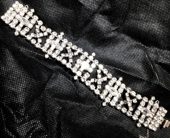 Rhinestone 1950’s KRAMER Bracelet - Wide Rhinesto… - image 9