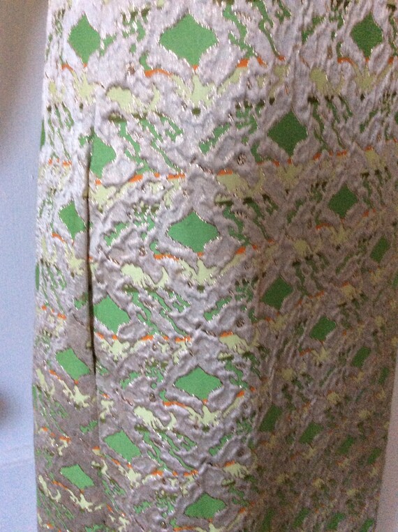 DYNASTY Brocade Vintage Maxi Dress - Green/Khaki/… - image 4