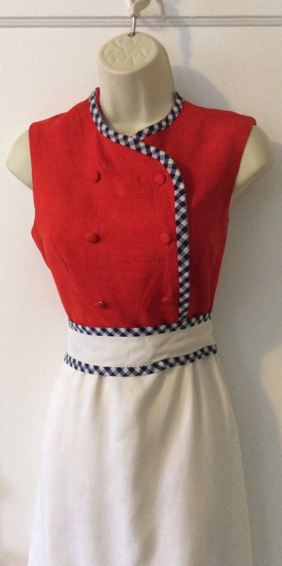 Bonwit Teller Vintage Dress - Red/Ivory Silk 1970… - image 3