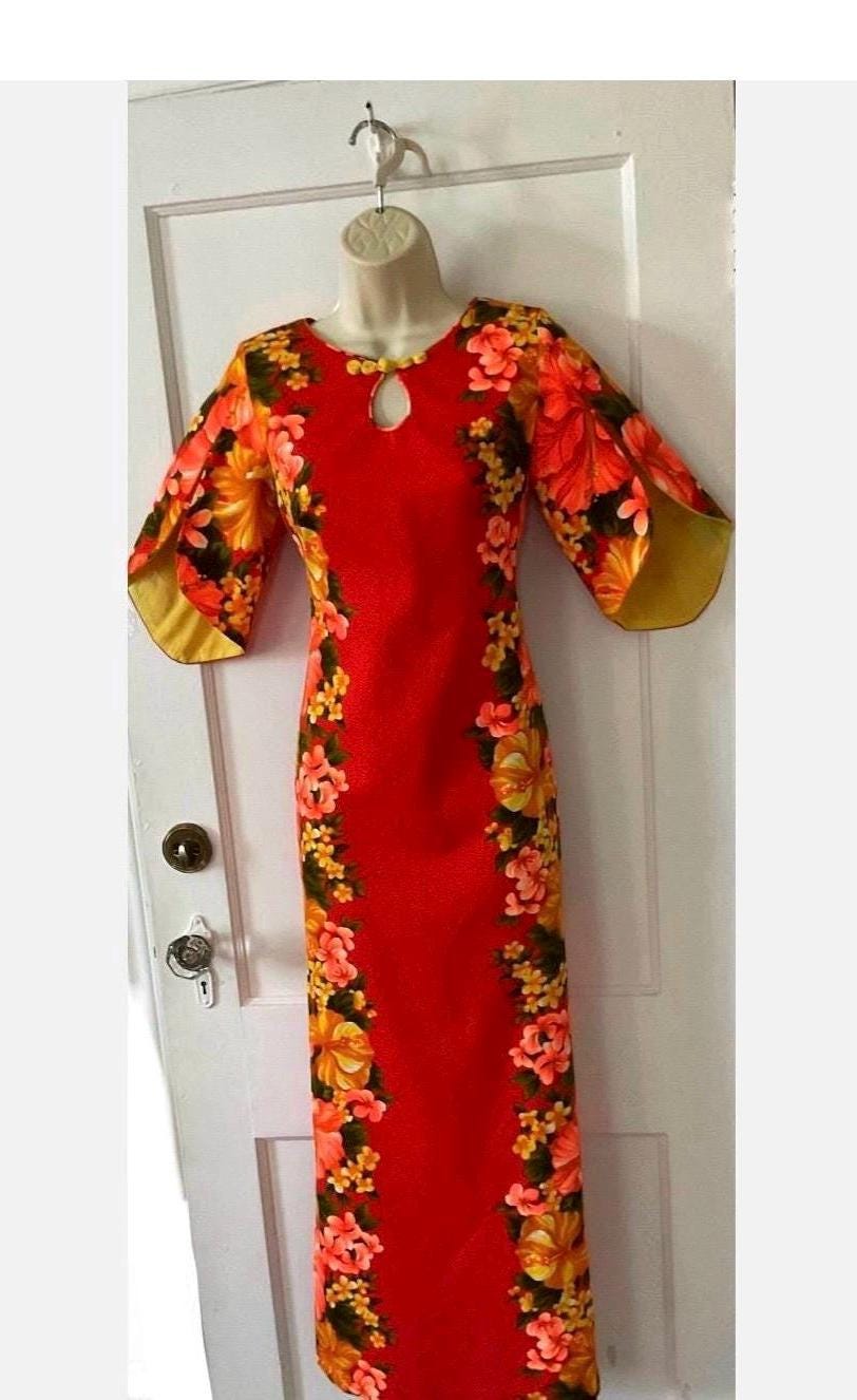 Vintage Barkcloth Maxi Dress - Etsy