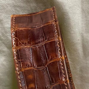 Vintage 1950s Croc Leather Bag - UNIKEL'S Brass Frame Single Strap Handbag bild 6