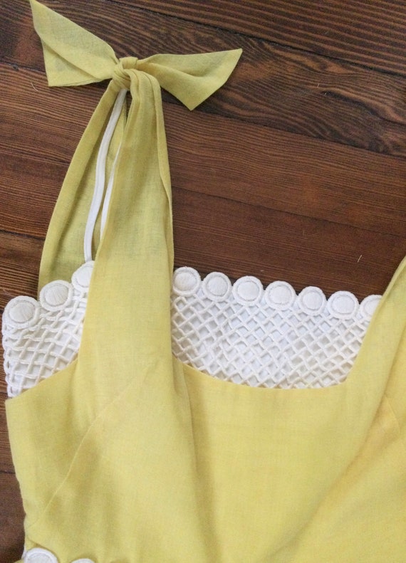 Yellow EMMA DOMB Crochet 1960’s Dress - Yellow Ti… - image 3