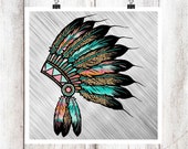 Leopard and Watercolor Headdress Digital Graphic