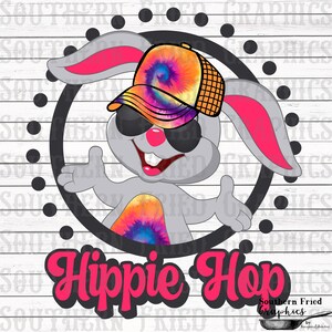 Tie Dye Hippie Hop Bunny Digital Graphic Set