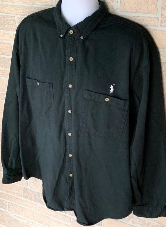 black polo button down dress shirt