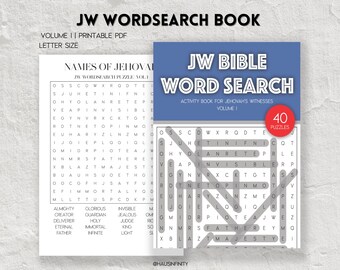 Printable JW Word Search Puzzle - Volume 1, Jehovah's Witness Bible Word Search, JW Word Puzzles, Letter Size PDF, Instant Download, jw gift
