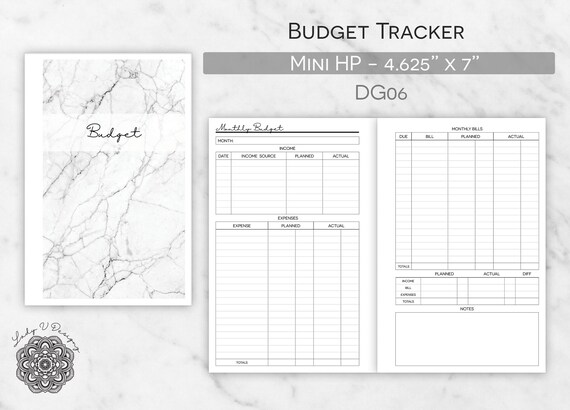 printable monthly budget tracker insert item dg06 etsy