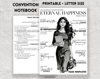 2026 Eternal Happiness JW PRINTABLE Special Convention Notebooks, Regional Assembly Journal Workbook, Letter Size PDF, Lined Pages