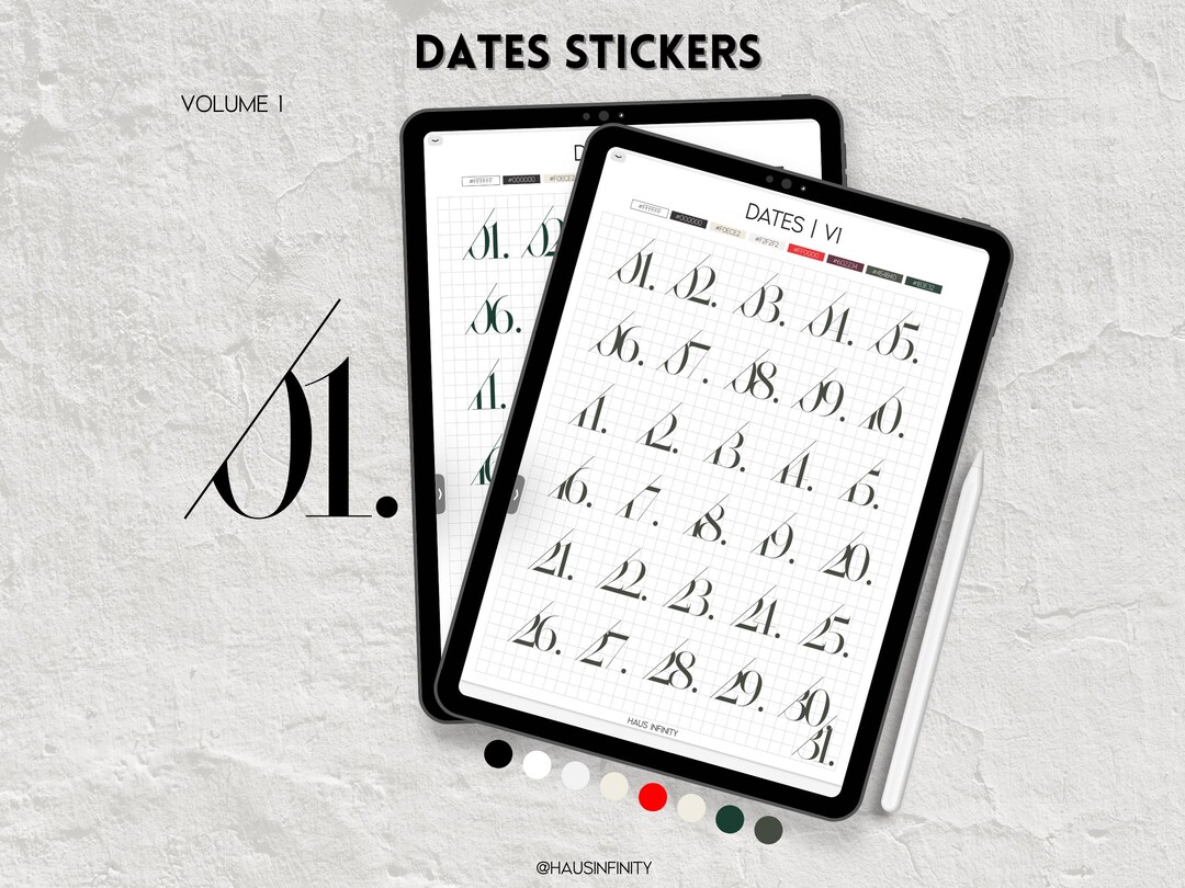 Dates Digital Stickers V1, Editorial Magazine Style Minimal Aesthetic ...