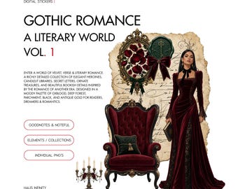 Gothic Romance Digital Planner Stickers | Bookish GoodNotes | Dark Academia | Literary Digital Sticker Kit - - Sticker Books