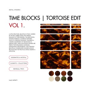 Tortoiseshell Time Block Digital Stickers | Functional Digital Planner Sticker Kit | GoodNotes & Noteful Pre-Cropped Sticker Books