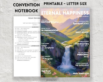 2026 Eternal Happiness JW PRINTABLE Special Convention Notebooks, Regional Assembly Journal Workbook, Letter Size PDF, Lined Pages