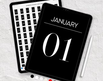Month & Date Digital Stickers V1, Editorial Magazine Style | Minimal Aesthetic, Goodnotes Collections, Noteful Stickers, Pre-Cropped PNG