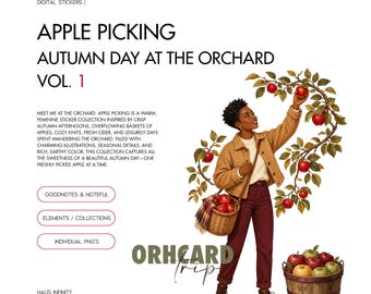 Apple Picking Digital Planner Stickers | Apple Orchard GoodNotes Stickers | Fall Autumn iPad Planner Stickers | Feminine Sticker Kit