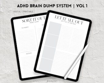 ADHD Brain Dump System Worksheets, To Do List Printable, Anxiety Brain Dump, Priority Matrix Template, Weekly Organizer, PNG JPG Stickers