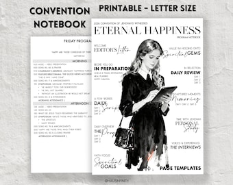 2026 Eternal Happiness JW PRINTABLE Special Convention Notebooks, Regional Assembly Journal Workbook, Letter Size PDF, Lined Pages