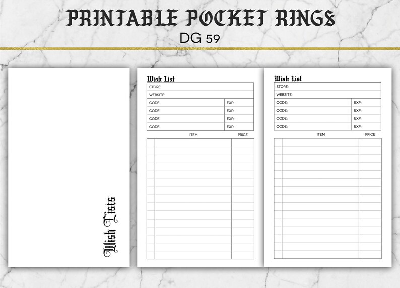 Printable Want Checklist Include - Model 2 - Products# DG59 - Printable Pocket Rings Dimensions Increase image about Printable Wish Lists known as Printable Need Record Increase - Version 2 - Product or service# DG59 - Printable Pocket Rings Dimensions Incorporate