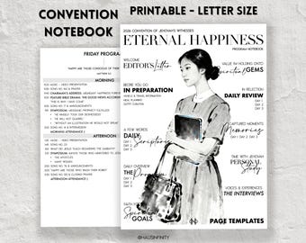 2026 Eternal Happiness JW PRINTABLE Special Convention Notebooks, Regional Assembly Journal Workbook, Letter Size PDF, Lined Pages