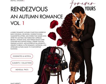 Adesivos digitais românticos de outono V1, estilo editorial de revista | Estética minimalista, compatíveis com Goodnotes e Noteful Sticker Books, PNG pré-recortado