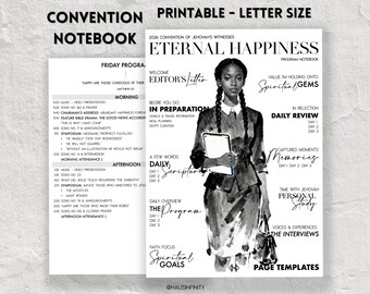 2026 Eternal Happiness JW PRINTABLE Special Convention Notebooks, Regional Assembly Journal Workbook, Letter Size PDF, Lined Pages
