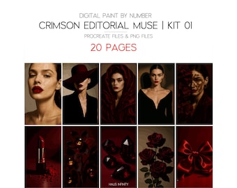 Paint By Number Bundle Editorial Fashion | 20 Digital Adult Coloring Pages, Procreate Ready Files | KIT 01