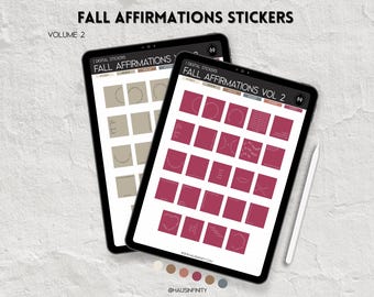 Fall Affirmation Digital Stickers V2, Inspirational Positive Quotes, Minimal Elegant Aesthetic for Journaling & Planning, Goodnotes Noteful