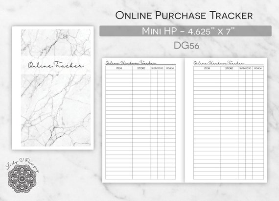 printable online purchase tracker insert item dg56 etsy purchase tracker