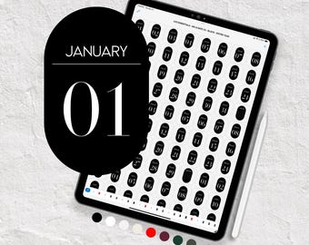 Month & Date Digital Stickers V3, Editorial Magazine Style | Minimal Aesthetic, Goodnotes Collections, Noteful Stickers, Pre-Cropped PNG