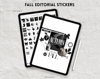 Fall Editorial Style Digital Stickers - Magazine Aesthetic Edition V1 - Minimalist - Goodnotes, Noteful, Individual PNG's, Instant Download