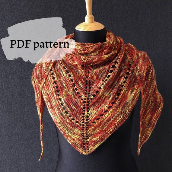 Knitting pattern shawl digital PDF Adra shawl by Olga Rostovskaya triangle knit shawl pattern