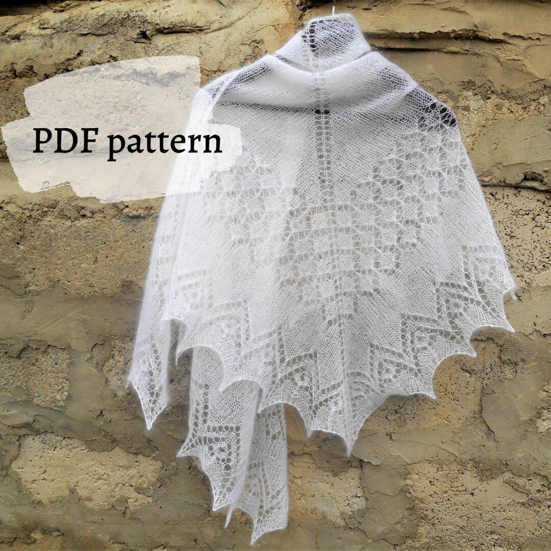Knitting pattern triangle shawl knit wrap pdf pattern easy Etsy