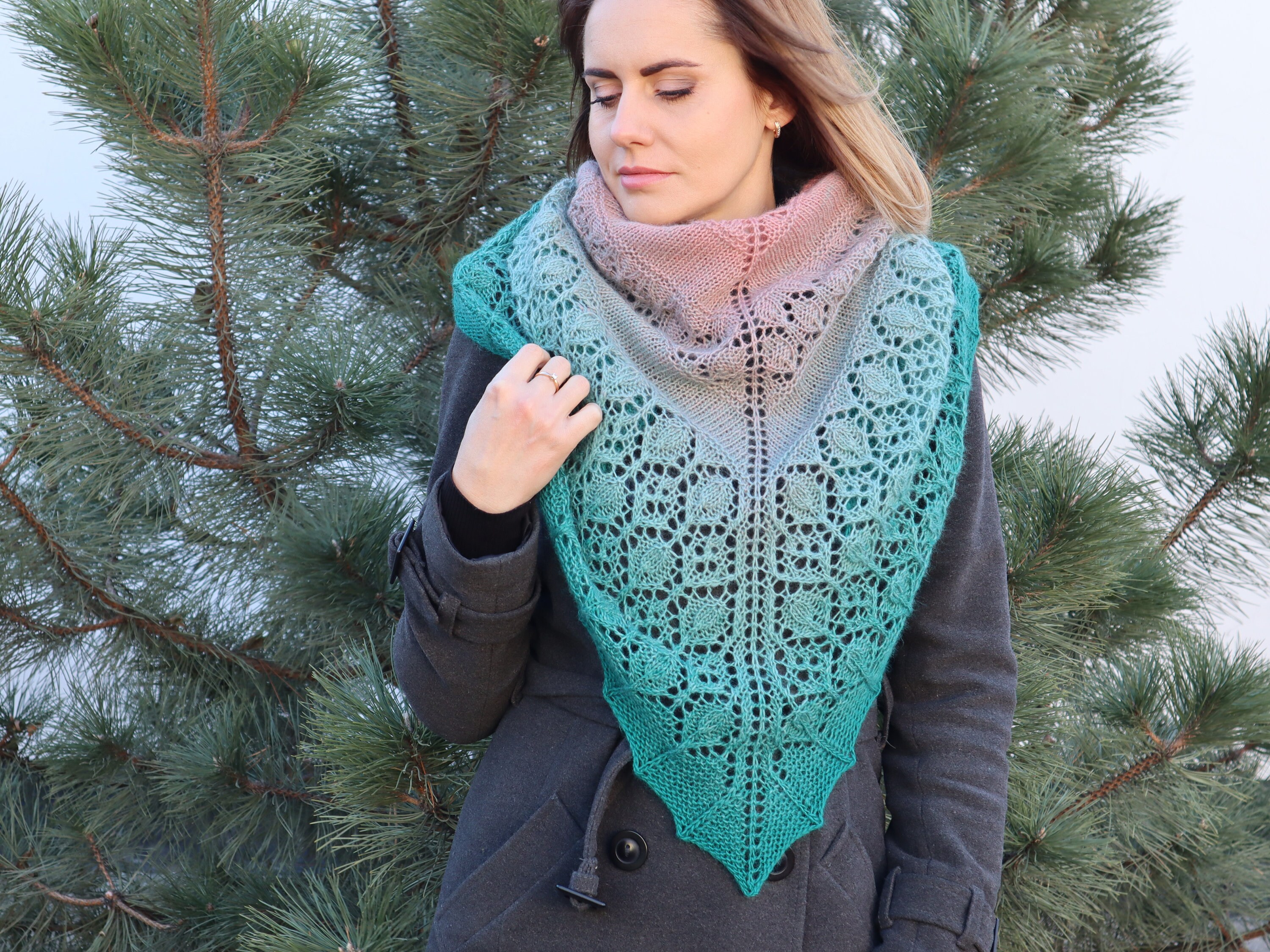 Knitting pattern shawl triangle knit shawl pattern digital Etsy