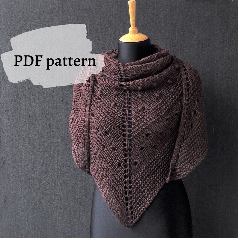 Knitting pattern shawl digital PDF Adra shawl by Olga Rostovskaya triangle knit shawl pattern