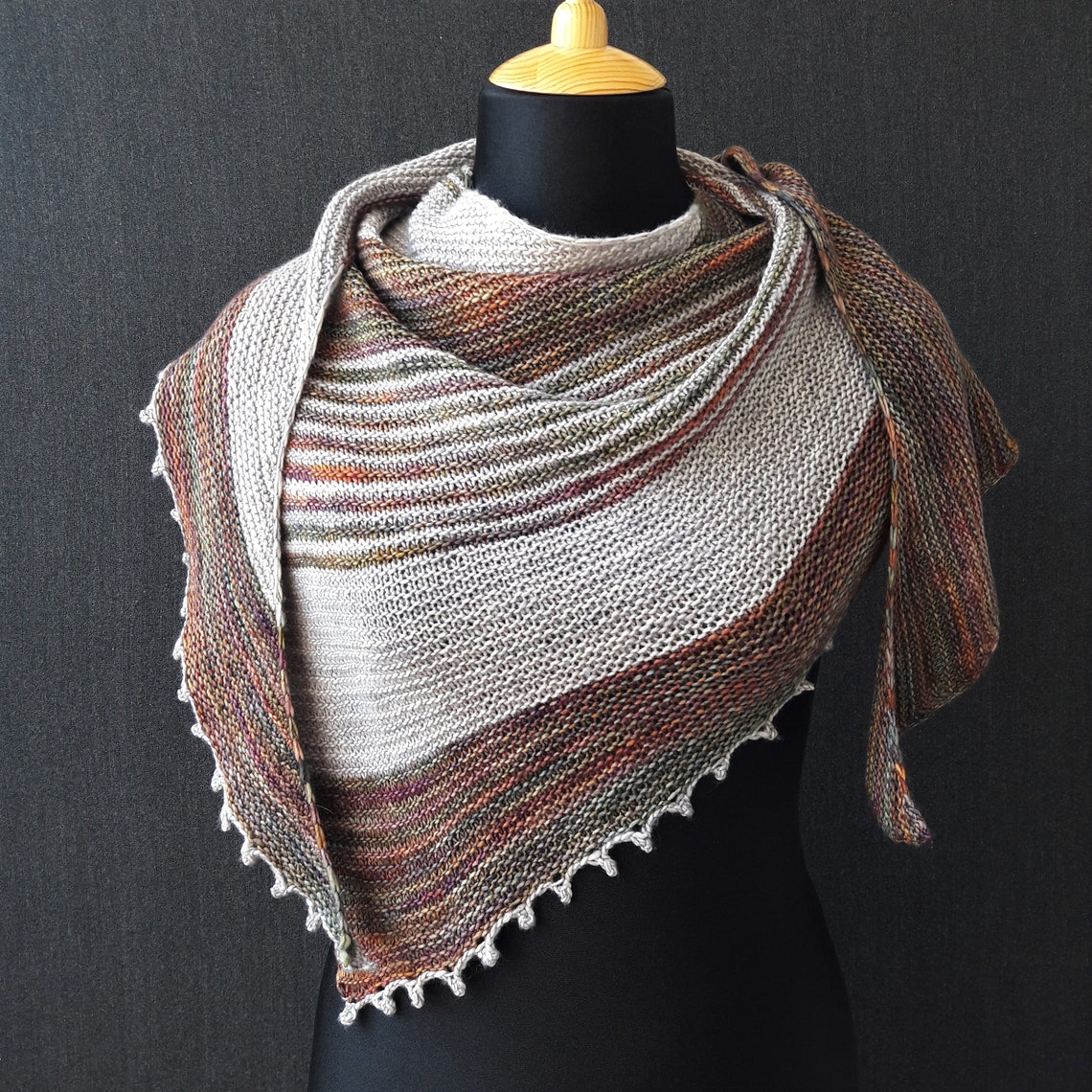 Asymmetrical triangle knitting pattern shawl. Knit pattern | Etsy