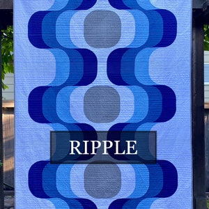 Mid-century Modern Quilt Custom Handmade. King Queen Full Twin Throw or Lap size. You select the design, colors and size. Made-to-order. Ripple