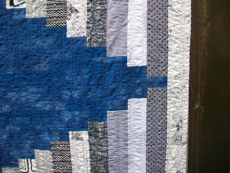 Modern Quilt. King Size COBALT Handmade Contemporary Etsy