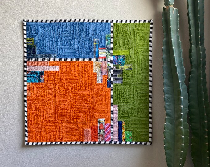 Modern Wall Art Quilt METRO LINE 10 Midcentury Abstract Etsy