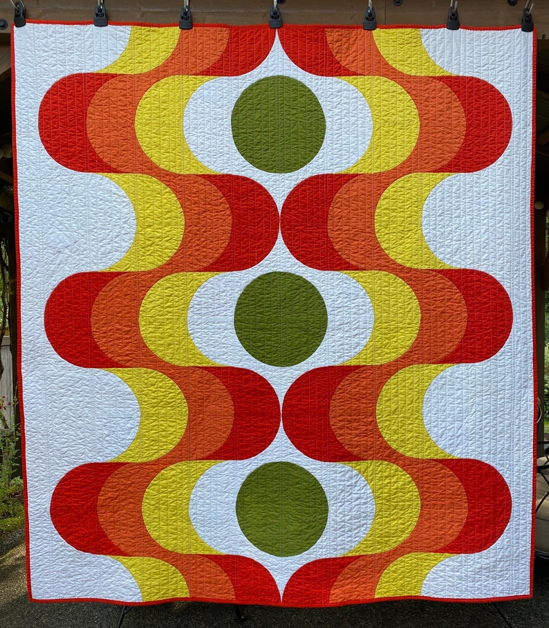 Mid-century Modern Quilt Custom Handmade. King Queen Full Twin Throw or Lap size. You select the design, colors and size. Made-to-order. image 6