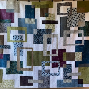 Mid-century Modern Quilt Custom Handmade. King Queen Full Twin Throw or Lap size. You select the design, colors and size. Made-to-order. image 10