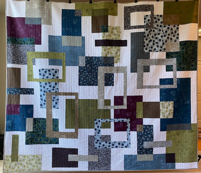 Mid-century Modern Quilt Custom Handmade. King Queen Full Twin Throw or Lap size. You select the design, colors and size. Made-to-order. image 10