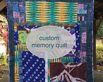Custom Memory Quilt: Made-to-Order. Handmade Heirloom keepsake made from your loved one’s clothes. You pick design and size