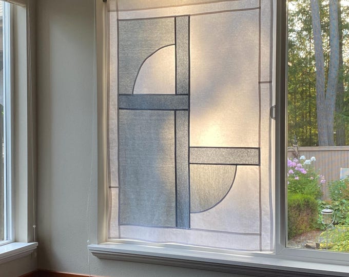Patchwork Designs Window Mid-century Modern Window Panel. Modern Patchwork Curtain With Stained ...