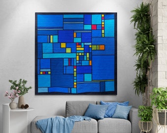 Modern Custom Quilt: Mid-Century GLASSWORKS Design. Made to order in king, queen, full, twin, throw, or lap size.