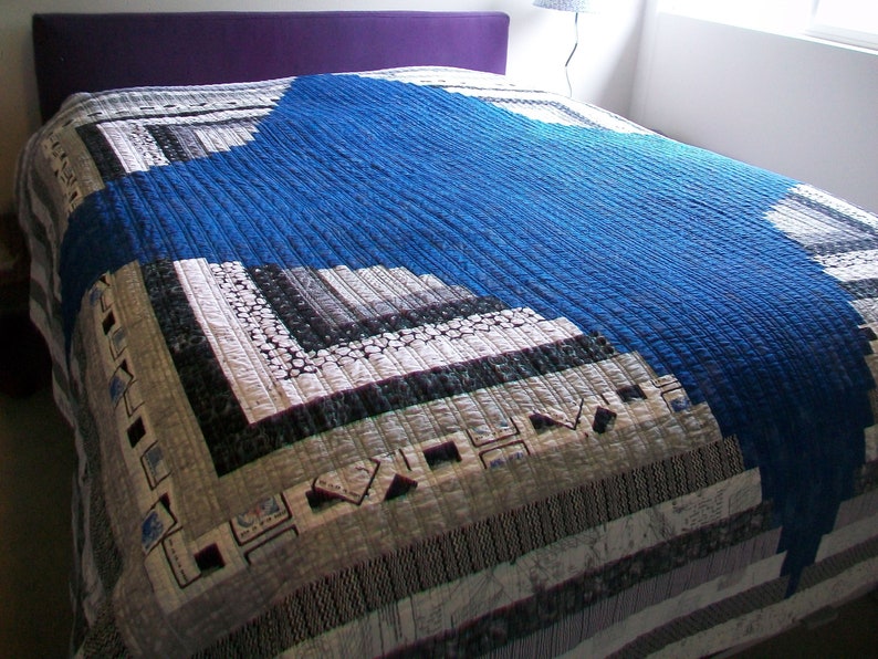 Modern Quilt. King Size COBALT Handmade Contemporary Etsy