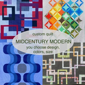 Mid-century Modern Quilt Custom Handmade. King Queen Full Twin Throw or Lap size. You select the design, colors and size. Made-to-order. image 1