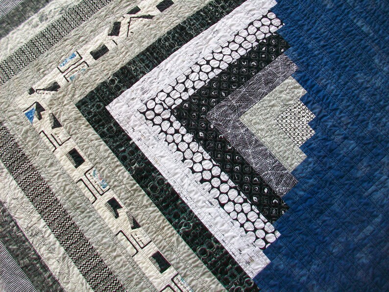 Modern Quilt. King Size COBALT Handmade Contemporary Etsy