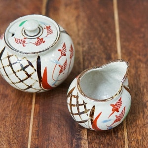cream and sugar set, vintage tea set, studio pottery, Japanese pottery