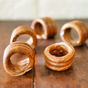 Vintage California Pottery Napkin Rings | Handmade Stoneware Set of 5 | Rustic Ceramic Table Decor